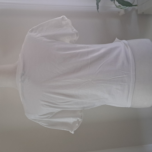 Topshop Cropped Eiffle Tower White Cuffed Sleeved Shirt size 4-6 - Picture 5 of 7